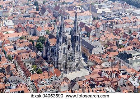 "Aerial view, old town with the Regensburg Cathedral, Regensburg, Upper Palatinate, Bavaria, Germany, Europe" View Large Photo Image Stock Image - "Aerial view, old town with the Regensburg Cathedral, Regensburg, Upper Palatinate, Bavaria, Germany, Europe". Fotosearch
