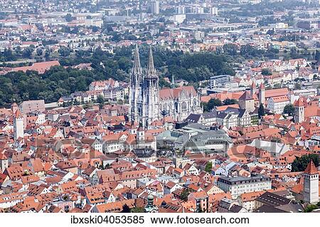 "Aerial view, old town with the Regensburg Cathedral, Regensburg, Upper Palatinate, Bavaria, Germany, Europe" View Large Photo Image Stock Photography - "Aerial view, old town with the Regensburg Cathedral, Regensburg, Upper Palatinate, Bavaria, Germany, Europe". Fotosearch