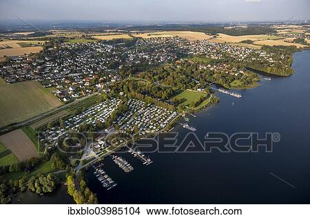"Aerial view, Seepark, Mohne Reservoir, Korbecke, North Rhine-Westphalia, Germany, Europe" View Large Photo Image Picture - "Aerial view, Seepark, Mohne Reservoir, Korbecke, North Rhine-Westphalia, Germany, Europe". Fotosearch