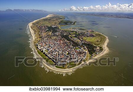 Aerial View Town Of Norderney Western Part Of The Island Wadden