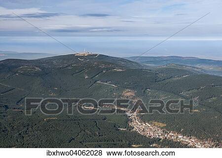 "Aerial view, Upper Harz with Brocken Mountain, 1141. 2 m above sea level, village of Schierke at the front, Harz National Park, Mittelgebirge Mountains, Saxony-Anhalt, Germany, Europe" View Large Photo Image Stock Photo - "Aerial view, Upper Harz with Brocken Mountain, 1141. 2 m above sea level, village of Schierke at the front, Harz National Park, Mittelgebirge Mountains, Saxony-Anhalt, Germany, Europe". Fotosearch