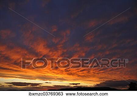 Stock Image - "Afterglow, Bavaria, Germany, Europe". Fotosearch