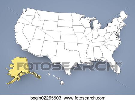 "Alaska, AK, highlighted on a contour map of USA, United States of America, 3D illustration" View Large Photo Image Stock Image - "Alaska, AK, highlighted on a contour map of USA, United States of America, 3D illustration". Fotosearch