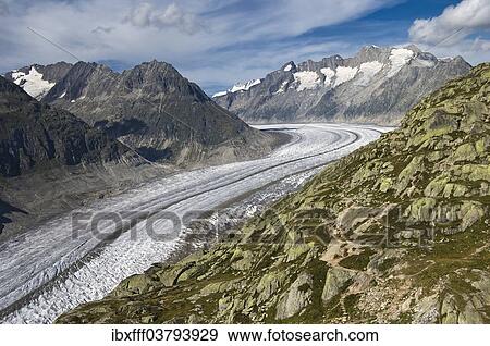 Stock Photo - "Aletsch Glacier, Southern Bernese Alps, Canton of Valais, Switzerland, Europe". Fotosearch