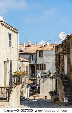 Stock Image - "Alley, Piana, Corsica, France, Europe". Fotosearch