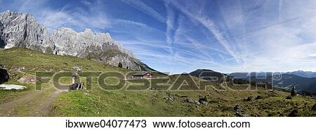 "Alpine landscape with mountain mountain hut, Hochkonig, Muhlbach, Salzburg State, Austria, Europe" View Large Photo Image Stock Image - "Alpine landscape with mountain mountain hut, Hochkonig, Muhlbach, Salzburg State, Austria, Europe". Fotosearch