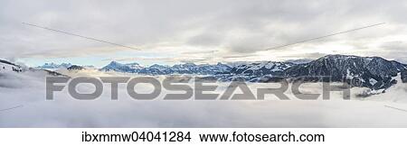 Picture - "Alpine panorama, Kitzbuhel Horn on the left, from Hochbrixen, Tyrol, Austria, Europe". Fotosearch