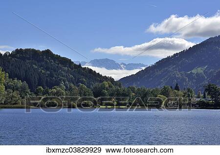 Stock Photo - "Alpsee lake, Oberstdorf Mountains at the rear, Buhl am Alpsee, Upper Allgau, Bavaria, Germany, Europe". Fotosearch