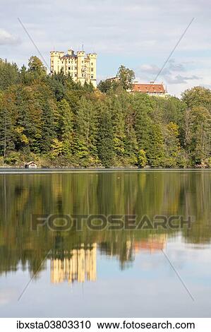 "Alpsee lake with Schloss Hohenschwangau Castle in autumn, Fussen, East Allgau, Bavaria, Germany, Europe" View Large Photo Image Stock Image - "Alpsee lake with Schloss Hohenschwangau Castle in autumn, Fussen, East Allgau, Bavaria, Germany, Europe". Fotosearch