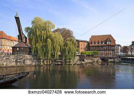 Stock Photo - "Alter Kran or old crane, 1797, landmark, Lunertorstrasse, Luneburg., Lower Saxony, Germany, Europe". Fotosearch