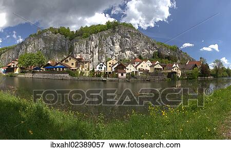 Stock Photo - "Altmuehl river in Essing, Altmuehltal valley, Bavaria, Germany, Europe". Fotosearch