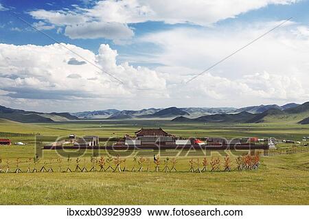 Stock Photo - "Amarbayasgalant Monastery in green grass landscape, Selenge Aimag, Mongolia, Asia". Fotosearch