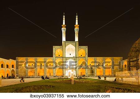 "Amir Chakhmagh Mosque at night, Yazd, Iran, Asia" View Large Photo Image Stock Photography - "Amir Chakhmagh Mosque at night, Yazd, Iran, Asia". Fotosearch