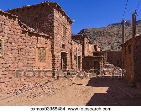 "Anammer adobe village, Ourika Valley, Atlas Mountains, Marrakech-Tensift-Al Haouz, Morocco, Africa" View Large Photo Image Picture - "Anammer adobe village, Ourika Valley, Atlas Mountains, Marrakech-Tensift-Al Haouz, Morocco, Africa". Fotosearch
