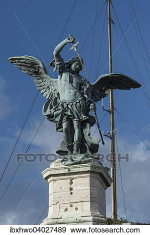 Stock Photo - "Archangel Michael at Castel Sant'Angelo, Rione XIV Borgo, Rome, Lazio, Italy, Europe". Fotosearch