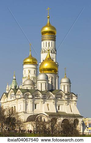"Arkhangelskiy Cathedral and bell tower of Ivan the Great, Moscow Kremlin, Moscow, Russia, Europe" View Large Photo Image Stock Image - "Arkhangelskiy Cathedral and bell tower of Ivan the Great, Moscow Kremlin, Moscow, Russia, Europe". Fotosearch