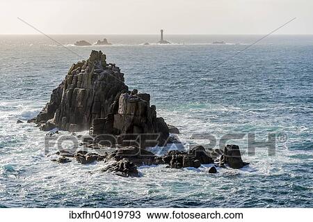 "Armed Knight rocks and Wolf Rock Lighthouse behind, Lands End, Cornwall, England, United Kingdom, Europe" View Large Photo Image Stock Image - "Armed Knight rocks and Wolf Rock Lighthouse behind, Lands End, Cornwall, England, United Kingdom, Europe". Fotosearch