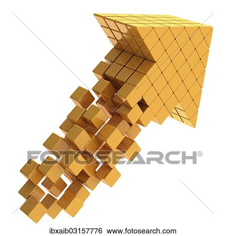 "Arrow made of cubes, 3D illustration" View Large Photo Image Stock Photograph - "Arrow made of cubes, 3D illustration". Fotosearch