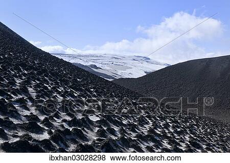 "Ash-covered snowfield with the Eyjafjallajokull on the long-distance hiking trail from Skogar via Fimmvorouhals to the Thorsmork mountain ridge, Porsmork, Iceland, Europe" View Large Photo Image Stock Photo - "Ash-covered snowfield with the Eyjafjallajokull on the long-distance hiking trail from Skogar via Fimmvorouhals to the Thorsmork mountain ridge, Porsmork, Iceland, Europe". Fotosearch