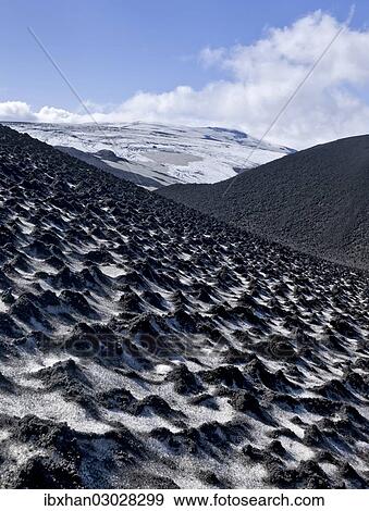 "Ash-covered snowfield with the Eyjafjallajokull on the long-distance hiking trail from Skogar via Fimmvorouhals to the Thorsmork mountain ridge, Porsmork, Iceland, Europe" View Large Photo Image Stock Photo - "Ash-covered snowfield with the Eyjafjallajokull on the long-distance hiking trail from Skogar via Fimmvorouhals to the Thorsmork mountain ridge, Porsmork, Iceland, Europe". Fotosearch