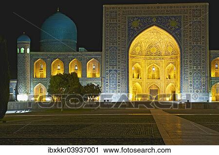 "At the Registan, at night, Samarkand, Uzbekistan, Asia" View Large Photo Image Stock Image - "At the Registan, at night, Samarkand, Uzbekistan, Asia". Fotosearch