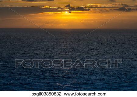 Stock Image - "Atlantic at sunset, near Etretat, Normandy, France, Europe". Fotosearch