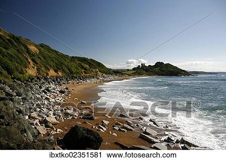 Stock Image - "Atlantic coast near Saint-Jean-de-Luz, Aquitaine, Departement Pyrenees-Atlantiques, France, Europe". Fotosearch