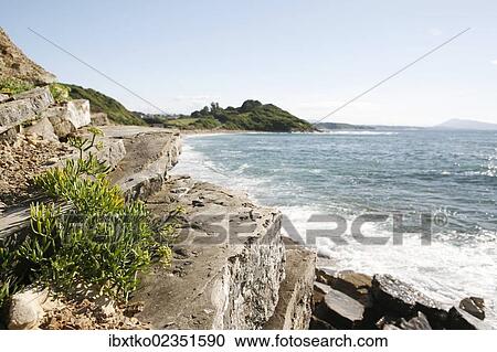 Stock Image - "Atlantic coast near Saint-Jean-de-Luz, Aquitaine, Departement Pyrenees-Atlantiques, France, Europe". Fotosearch
