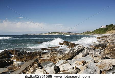 Stock Photo - "Atlantic coast near Saint-Jean-de-Luz, Aquitaine, Departement Pyrenees-Atlantiques, France, Europe". Fotosearch