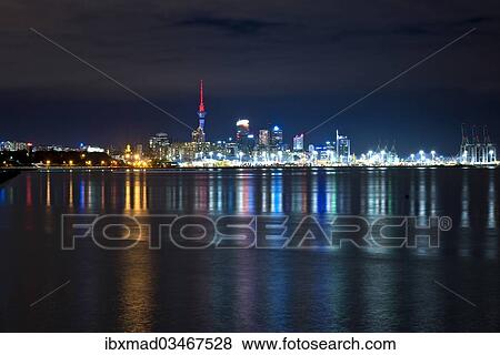 "Auckland Central Business District or Auckland CBD from Okahu Bay, at night, Okahu Bay, Auckland, Auckland Region, New Zealand, Oceania" View Large Photo Image Stock Photo - "Auckland Central Business District or Auckland CBD from Okahu Bay, at night, Okahu Bay, Auckland, Auckland Region, New Zealand, Oceania". Fotosearch