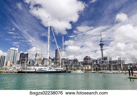 Stock Photograph - "Auckland harbour and skyline, New Zealand, Oceania". Fotosearch