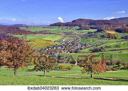 "Autumn landscape, in front cherry trees in autumn colors, Wintersingen, Canton of Basel-Landschaft, Switzerland, Europe" View Large Photo Image Stock Image - "Autumn landscape, in front cherry trees in autumn colors, Wintersingen, Canton of Basel-Landschaft, Switzerland, Europe". Fotosearch
