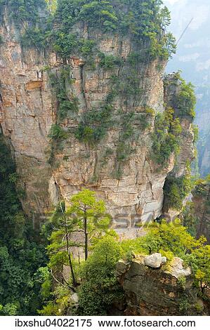 Stock Photography - "Avatar Mountains with vertical quartz-sandstone pillars, Zhangjiajie National Forest Park, Hunan Province, China, Asia". Fotosearch