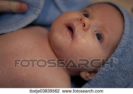 "Baby girl, 2 months, wrapped in a towel" View Large Photo Image Stock Image - "Baby girl, 2 months, wrapped in a towel". Fotosearch