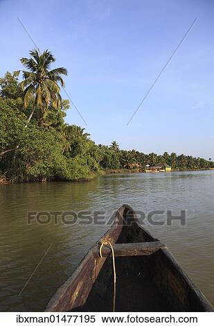 Stock Photography - "Backwater tour on a tributary of the Poovar River, Puvar, Kerala, South India, India, Asia". Fotosearch