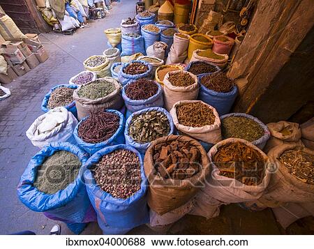 "Bags of spices in the historic Medina, Souk, market, Marrakech, Marrakech-Tensift-Al Haouz, Morocco, Africa" View Large Photo Image Stock Photo - "Bags of spices in the historic Medina, Souk, market, Marrakech, Marrakech-Tensift-Al Haouz, Morocco, Africa". Fotosearch