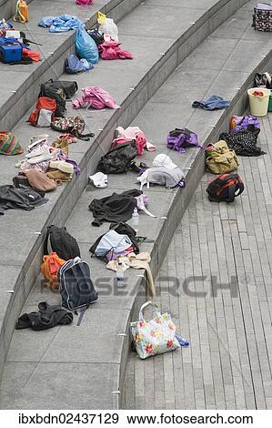 "Bags on steps, United Kingdom, Europe" View Large Photo Image Stock Photo - "Bags on steps, United Kingdom, Europe". Fotosearch