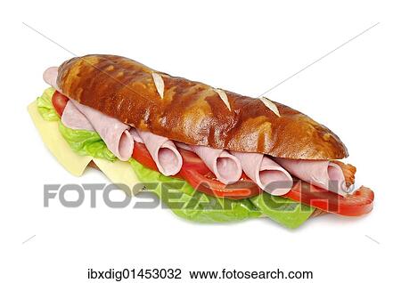 Baguette with cheese and ham View Large Photo Image Stock Image - Baguette with cheese and ham. Fotosearch