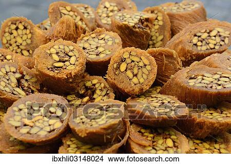 Picture - "Baklava, Turkish sweets, Istanbul, European side, Istanbul Province, Turkey, European side, Europe". Fotosearch