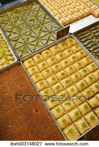 Stock Photo - "Baklava, Turkish sweets, Istanbul, European side, Istanbul Province, Turkey, European side, Europe". Fotosearch