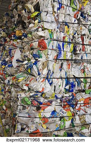 Stock Photo - "Bales of recyclable plastic containers at a sorting centre, Quebec, Canada, North America". Fotosearch