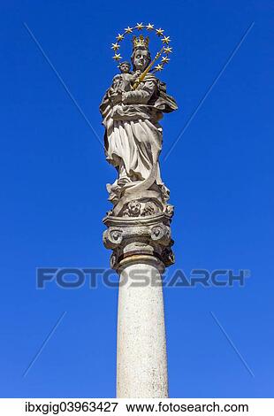 "Baroque column of the Virgin Mary on the Peace Square or Mirove namesti, Vidnava, Jesenik district, Olomoucky region, Czech Republic, Europe" View Large Photo Image Stock Photo - "Baroque column of the Virgin Mary on the Peace Square or Mirove namesti, Vidnava, Jesenik district, Olomoucky region, Czech Republic, Europe". Fotosearch