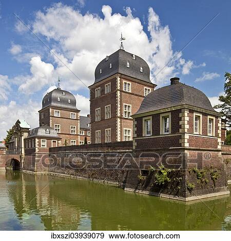 Stock Photo - "Baroque moated castle Ahaus Castle, Technical Academy, Ahaus, Munsterland, North Rhine-Westphalia, Germany, Europe". Fotosearch