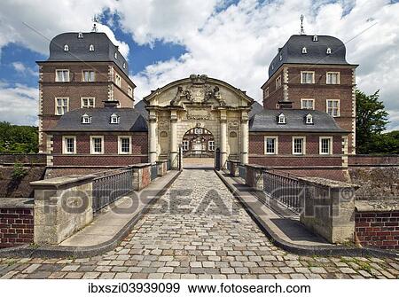 Stock Photo - "Baroque moated castle Ahaus Castle, Technical Academy, Ahaus, Munsterland, North Rhine-Westphalia, Germany, Europe". Fotosearch