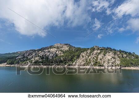 Picture - "Barrage de l'Ospedale, Dam of Ospedale, Massif de L'Ospedale, Ospedale Massif, plateau, Porto-Vecchio, Departement Corse-du-Sud, Corsica, France, Europe". Fotosearch