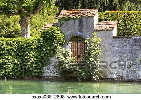 Stock Photo - "Barred gate on Dominicans Island, with Lake Constance in the front, Konstanz, Baden-Wurttemberg, Germany, Europe". Fotosearch