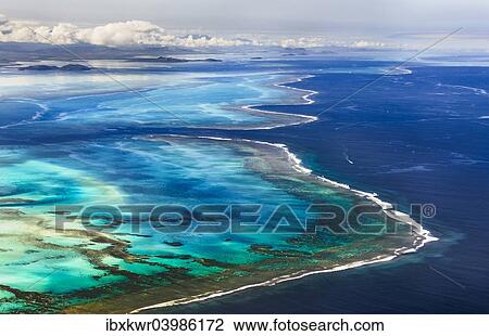 Stock Image - "Barrier of the coral reef of Grande Terre, New Caledonia, Oceania". Fotosearch