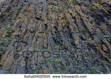Stock Photography - "Basalt columns in Stykkisholmur, Snaefellsnes peninsula, Vesturland, Iceland, Europe". Fotosearch