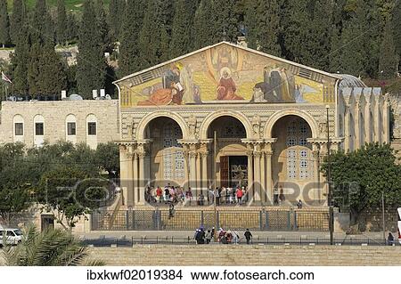 "Basilica of Agony, Agoniae Domini Basilica, Church of All Nations, at the foot of the Mount of Olives, Jerusalem, Israel, Middle East, Asia" View Large Photo Image Picture - "Basilica of Agony, Agoniae Domini Basilica, Church of All Nations, at the foot of the Mount of Olives, Jerusalem, Israel, Middle East, Asia". Fotosearch