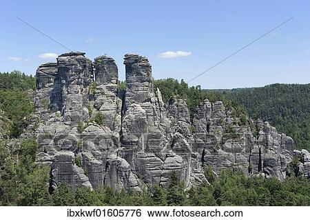 "Bastei with Kleine Gans rock formation, Elbsandsteingebirge Elbe Sandstone Mountains, Nationalpark Saechsische Schweiz national park, Saxon Switzerland, Saxony, Germany, Europe" View Large Photo Image Stock Photograph - "Bastei with Kleine Gans rock formation, Elbsandsteingebirge Elbe Sandstone Mountains, Nationalpark Saechsische Schweiz national park, Saxon Switzerland, Saxony, Germany, Europe". Fotosearch
